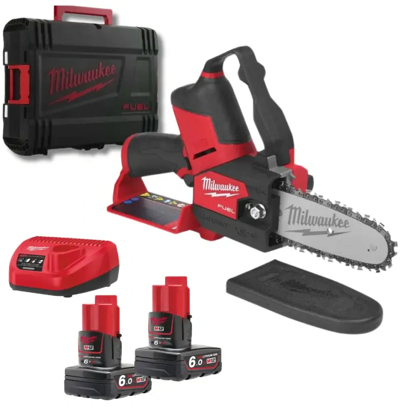 Aku řetězová prořezávací pila Milwaukee M12 FHS-602X, FUEL HATCHET, lišta 15 cm, 2x Aku M12 B6 + nabíječka M12 C12 C, 4933472212 (MI4933472212)