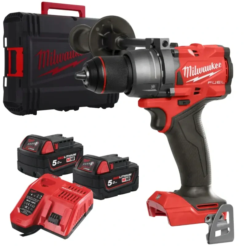 Aku vrtačka s příklepem Milwaukee M18 FPD3-502X, sklíčidlo 13 mm, 2x aku M18 B5 + M12-18 FC + kufr, 4933479860