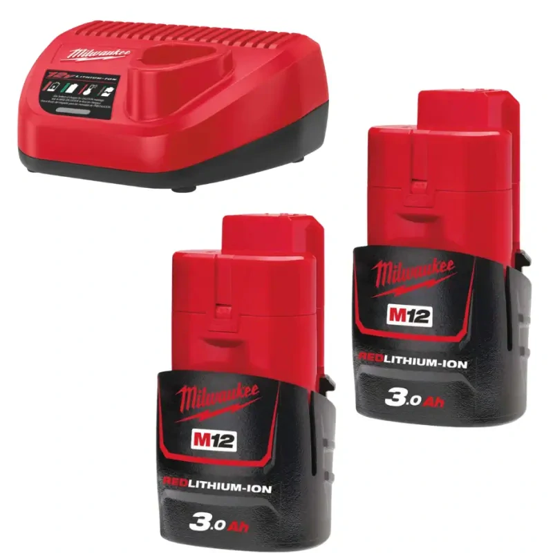 Aku nabíjecí sada Milwaukee M12 NRG-302, 2x aku + 1x M12 B3 + C12 C, 4933451902