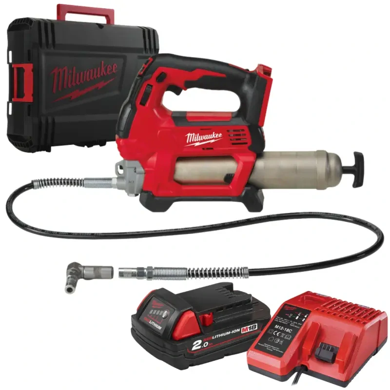 Aku tlaková mazací pistole Milwaukee M18 GG-201C, 1x aku M18 B2 + nabíječka M12-18 C, 4933440490 (MI4933440490)