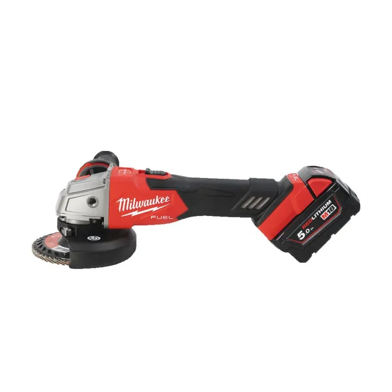 Aku úhlová bruska 125 mm Milwaukee M18 FSAG125XB-502X s posuvným spínačem, RAPIDSTOP, 2x aku M18 B5 + M12-18 FC + kufr, 4933478430