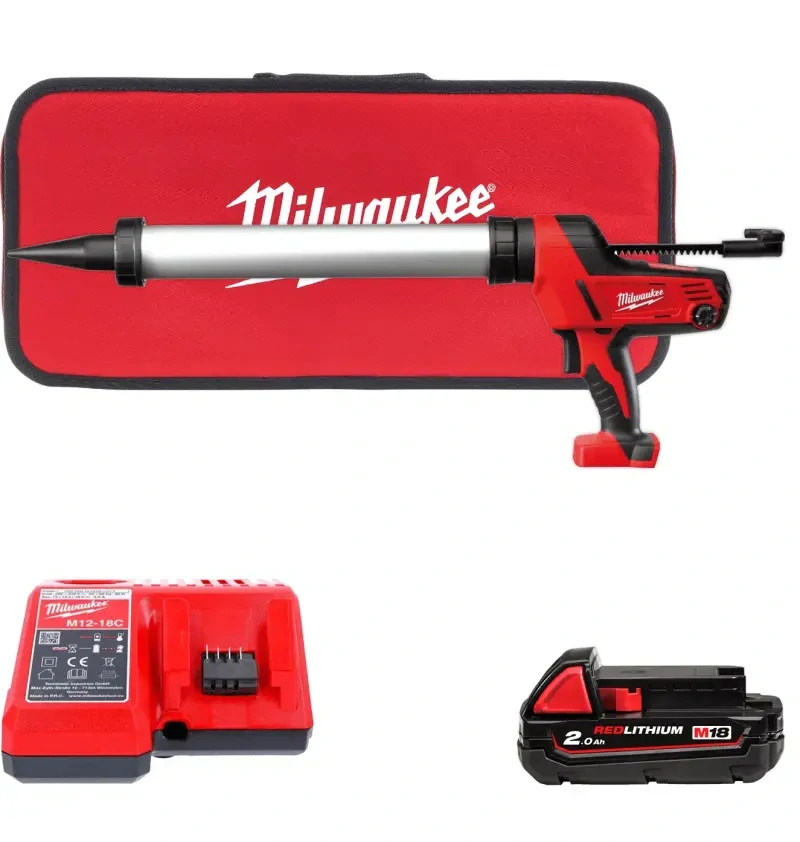 Aku vytlačovací pistole na náplň Milwaukee C18 PCG/600A-201B, válec 600 ml, 1x aku M18 B2 + M12-18 C, 4933441305