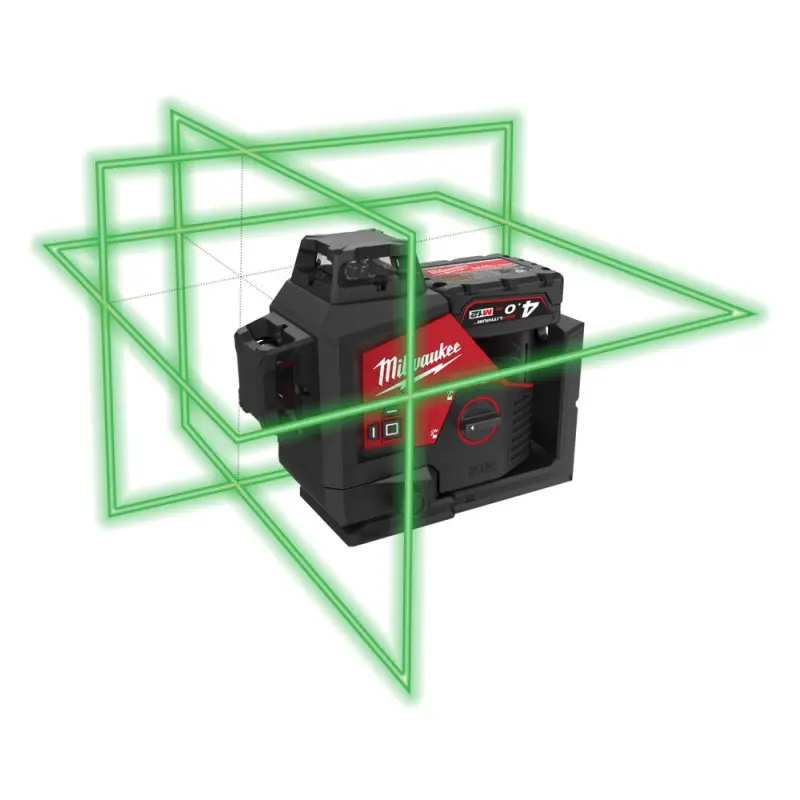 Kompaktní laser 360° Milwaukee M12 3PLKIT-401C se zeleným paprskem (4,0 Ah) (MI4933478960)