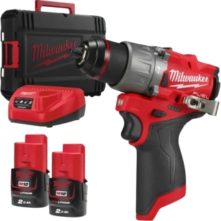 Aku subkompaktní příklepová vrtačka Milwaukee M12 FPD2-202X, 2x aku M12 B2 + C12 C + kufr, 4933479868