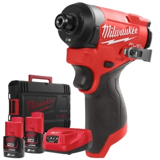 Aku 1/4" HEX rázový šroubovák/utahovák Milwaukee M12 FID2-202X, 170 Nm, 2x aku M12 B2 + C12 C, 4933479877