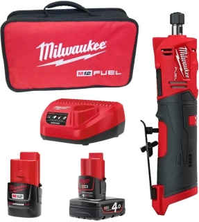 Aku přímá bruska Milwaukee M12 FDGS-422B, pro stopkové nástroje 6 a 8 mm, 2x Aku (2 Ah + 4 Ah), 4933471436 (MI4933471436)