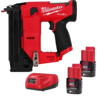 Aku hřebíkovačka Milwaukee M12 FCN18GS-202X, hřebíky 16-38 mm / 0°, s 2x aku M12 B2 + C12 C, 4933493355