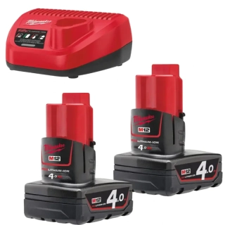 Aku nabíjecí sada Milwaukee M12 NRG-402, 2x Akumulátor M12 B4 + Aku nabíječka M12 C12 C, 4933459211