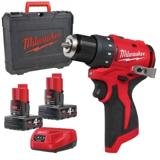 Aku vrtací šroubovák Milwaukee M12 BLDDRC-402C, aku vrtačka, 2x aku M12 B4 + M12 C12 C + Kufr, 4933499688 (MI4933499688)